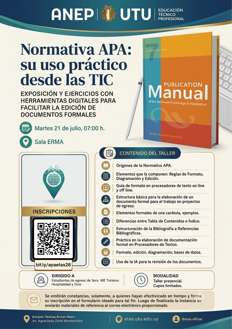 Afiche de taller sobre Normas APA